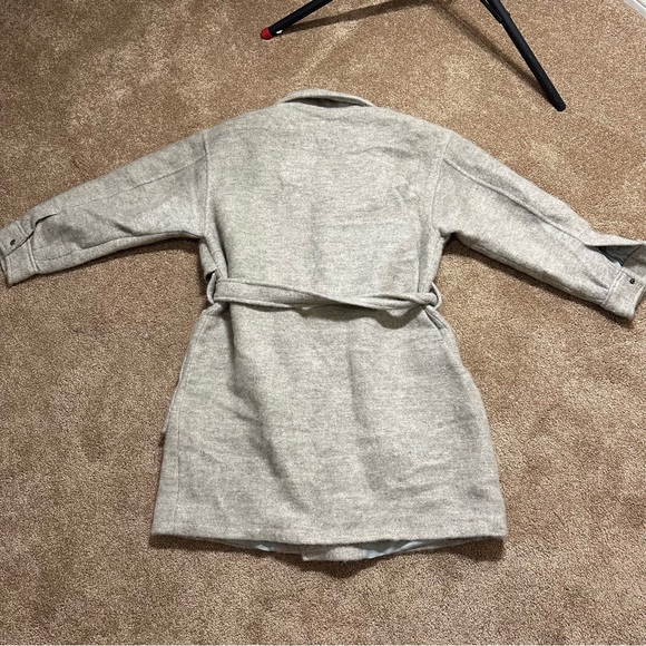 Wool Coat Alafoss of Iceland Icewool Gray Funnel Neck Mid Length Vtg Size Large - Picture 8 of 16
